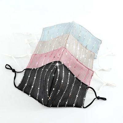 China New ladies sequin thick cotton fashion face mask warm face mask for autumn and winter washable face mask for sale