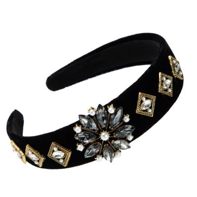 China Party Use Soft Velvet Bling Wholesale Price Rhinestone Hair Bands For Women Luxury for sale