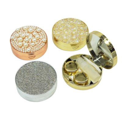 China Fashion And New Bling Fashion Lady Girl Cute Rhinestone Luxury Custom Contact Lens Cases for sale