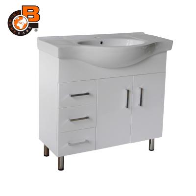 China Environmental Friendly Semi Recessed Ceramic Bathroom Vanity Basin Sink Storage Cabinet On Legs for sale