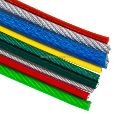 China Construction Rope Yellow Color PVC Coated Steel Wire Ropes Cable 6*7+FC And 6*7+Iws for sale