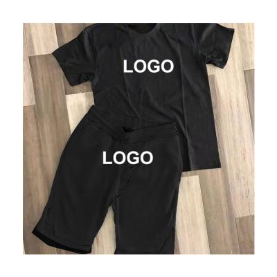 China Breathable factory cotton t-shirt and shorts tracksuit patchwork 2 piece wholesale set for sale