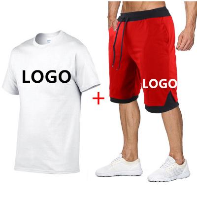 China Breathable Hot Sale Summer Printed Cotton Short Sleeve T-shirt Sports Men's Suit With Short Sleeve Casual Sports Suit for sale