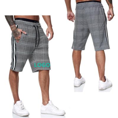 China 2022 New Style Sport Men's Casual Gym Wear Training Sports Slim Plaid Stripe Fashion Fitness Workout Cargo Plaid Shorts for sale