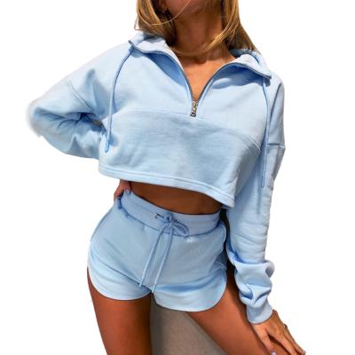 China QUICK DRY Women Sleeve Long Solid Color Casual Sports Zipper Hoodie Crop Top Ladies Outdoor Hoodies for sale