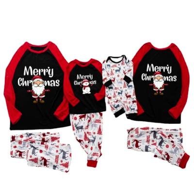 China Parent-child QUICK-DRY suit Christmas hot sale letter printing family Christmas home wear pajamas for sale