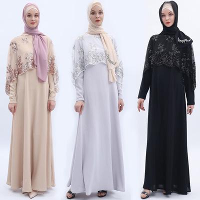 China Turkish Islamic Jubah Jubah Abaya Robe Anti-wrinkle Coat 2 Pieces Cardigan Muslim Sequined Kimono Ceremony Robe for sale