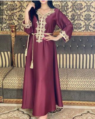 China Muslim Adult Woman Abaya Plus Size Jilbab Maxi Dress Elegant Color Abaya Muslim Casual Dress Muslim Dresses Stitching Long Sleeve for sale