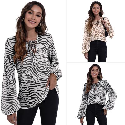 China 2021autumn Bubble Top Fashion New Women's V-neck Top Fashion Long Sleeve Women's Chiffon Blouses And Tops Casual Shirt / Blouse for sale