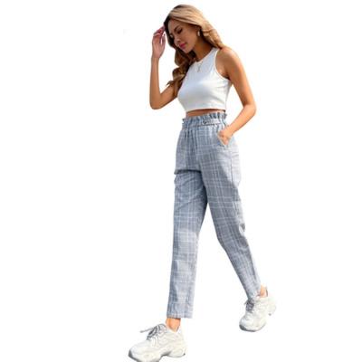 China Anti-wrinkle Materials Fashionable Environmental Friendly Materials Ladies Plaid Product Casual Pants for sale