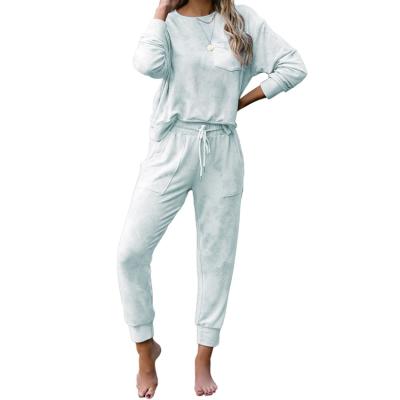 China Environmentally Friendly Sustainable Materials Women Tie Dye Set Womens Loungewear Product Suit for sale