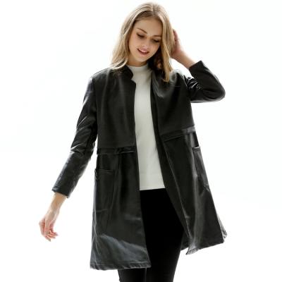 China Customization Buy Women Breathable Cost Effective Cotton And Leather Splice Long Product Coat for sale