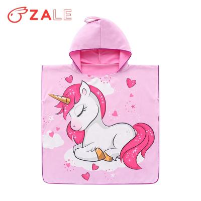 China ZALE QUICK DRY New Children's Bathrobes Can Wear Bath Towels Microfiber Skin-Friendly Towels Swimming Diving Beach Dressing Gowns for sale