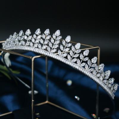 China Fashionable Wholesale Hair Accessories Wholesale Bohua Headpiece Jewelry Bridal Wedding CZ Zirconia Pageant Princess Hairband Bridal Tiaras For Women for sale