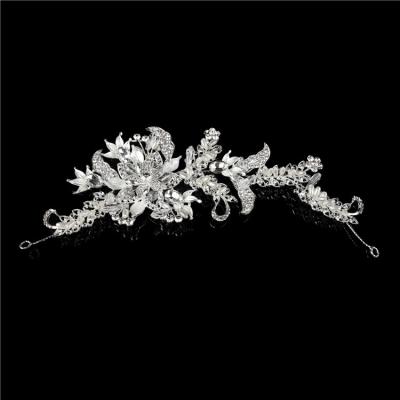 China SG0828 2019 Popular Artificial Silver White ALLOY Jewelry Flower Wedding Hair Accessories Tiaras for sale