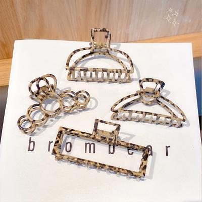 China Korea Dish Hair Top Korean Dig Clip Out Hairpin Clip Leopard Pattern Metal Vintage Hair Claw for sale