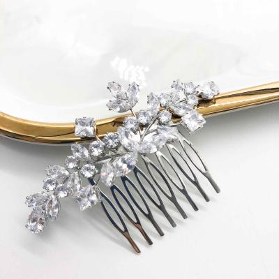 China Wholesale Aolly Foil + Zircon Bridal Headpiece Accessories Wedding Crystal Hair Comb for sale