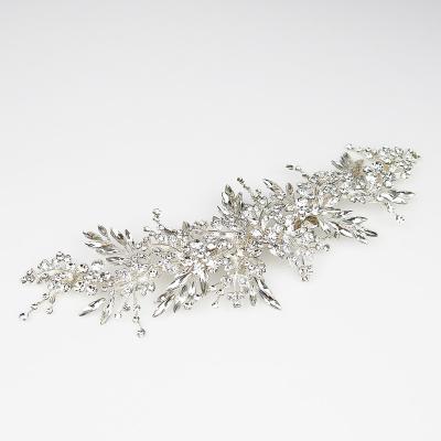 China Popular Princess Big Bridal Custom Made Flower Accessories Metal Rhinestone Wedding Crystal Hair Clip For Women for sale