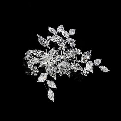 China Bridal Hair Accessories Crystal Jewelry Wedding Hair Clip New Arrival Ribbon Leaf Headpiece Crystal Bridal Accessories SG0139 for sale