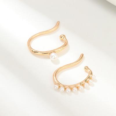 China Ethnic Well Designed Korean Minimalist Vintage Round Bohemia Gold Plated Earrings C - Hanging Shaped Pearl Earring for sale