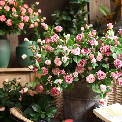 China Fashional High Quality Artificial Milan Rose Flowers For Hot Pink Flower Wedding Home Decorative Flower Sale Artificial Silk for sale