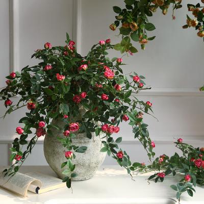 China European artificial high quality silk flower rose bud vine is suitable for outdoor hallway and yard decoration for sale