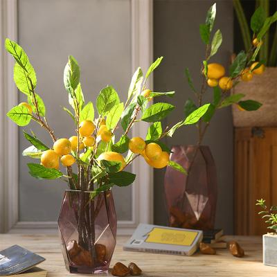 China Factory Wholesale High Quality Artificial Lemon Branch 90cm Natural Big Touch For Living Room Home Decor for sale