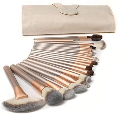 China Angular Blush HZM 18 Pcs brochas de maquillaje Wholesale 24pcs Cosmetic Brushes Kit Professional Makeup Brush Set with PU Leather Bag for sale