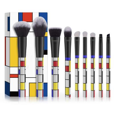 China Angular Blush HZM 9Pcs Rubik's Cube Design New Fashion Makeup Brush Set Luxury Logo Private Label Cosmetics Brushes OEM Customized for sale