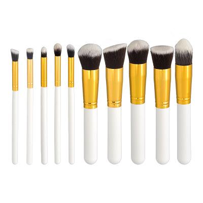 China Angular Blush HZM 10Pcs Makeup Set Brush Custom Professional Synthetic Cosmetic Brushes White/Black Private Label for sale