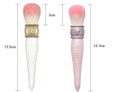 China Angular Blush Custom Logo Single Makeup Brush Cute Logo Travel Size Vegan Makeup Brush HZM Pink/White Private Label for sale