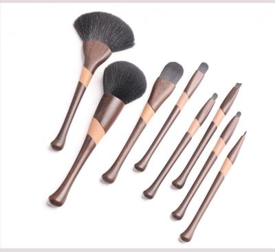 China Makes Apply Makeup HZM Wholesale 8PCS Professional Makeup Kit Brown Makeup Brushes Size Eye Blush Powder for sale