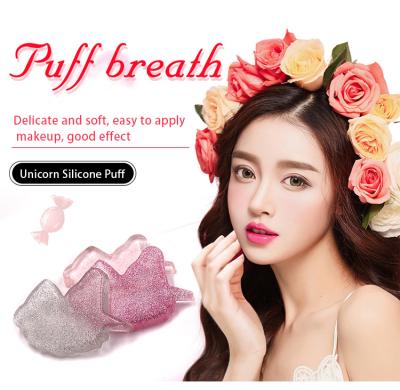 China HZM Colorful Glitter Silicone Clear Shape Silicone Breath Wash Sponge New Arrival Cute Soft Durable Easy Cosmetic Beauty Tool for sale