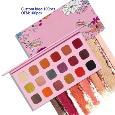 China HZM Waterproof Custom Logo OEM Makeup Low moq 18 Colors Eyeshadow Palette for sale