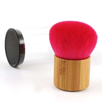 China Angular Blush 2021 HZM New Single Update Large Kabuki Powder Flat Base Blush Brush Portable Wooden Makeup Brush Customized Private Label for sale