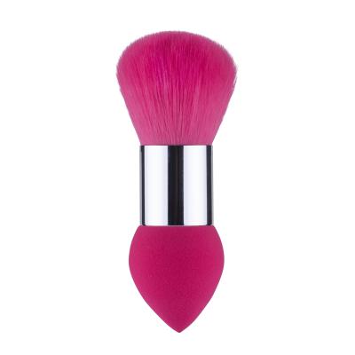 China Angular Blush 2021 HZM New Kabuki Single Powder Flat Base Blush Brush Double Ended Private Label Sponge Makeup Brush Customized Hot Sale for sale