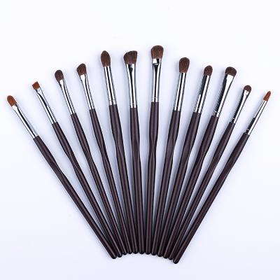 China Angular Blush HZM 12PCS Natural Black Goat Hair Pony Hair Eyeliner Eyebrow Professional Copper Tube NO LOGO IN STOCK Eyeshadow EYES Makeup Brushes for sale