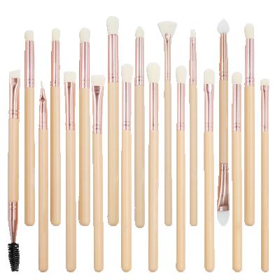 China Angular Blush HZM 19Pcs Custom Professional Pink Wood Handle Hair Eye Makeup Set Brush Premium Synthetic Eyeshadow Make Up Brushes for sale