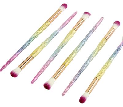 China Angular Blush HZM 6 Pieces Mermaid Eye Makeup Brush Custom Diamond Handle Brushes Eyeshadow Eyebrow Fan Accentuate Cosmetics Blending Tools for sale