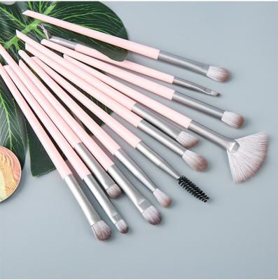 China Angular Blush HZM 12Pcs Professional Custom Synthetic Eye Makeup Brush Hair Eyeshadow Concealer Pencil Eyebrow Fan Eyelash Brushes Kit for sale