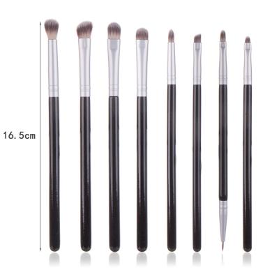 China Angular Blush HZM 8 Pieces Custom Black Silver High Quality Nylon Eyeshadow Concealer Eyelash Brush Eyeshadow Makeup Brush Hair Brush Tools for sale