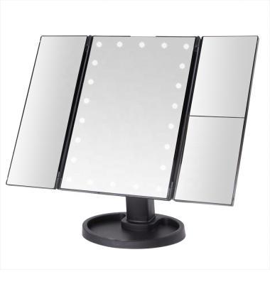 China LED Lighted Foldable Cosmetic Mirror with USB Port and Battery for sale