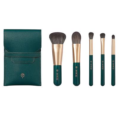 China Beauty Care Makeup Tools HZM Wholesale Professional Vegan 5pcs Green Brushes Tools Kit Make Up Brush Beauty Set for sale