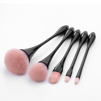 China Makes Apply Makeup HZM5pcs Black Makeup Brush Private Label Luxury Plastic Handle Makeup Tool Kit Face Makeup Brush for sale