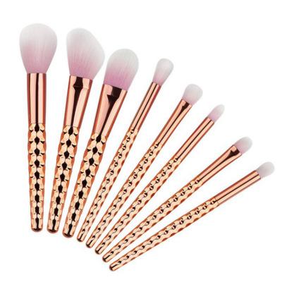 China Makes Apply Makeup Brush HZM8pcs Private Label Luxury Plastic Handle Makeup Tool Kit Rose Gold Makeup Brush for sale