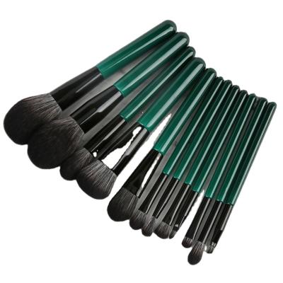 China Angular Blush HZM 12PCS Custom GEM Green Makeup Brush Set Daily Make Up Beauty Fashion Luxury Private Label Makeup Brushes Manufacturers for sale