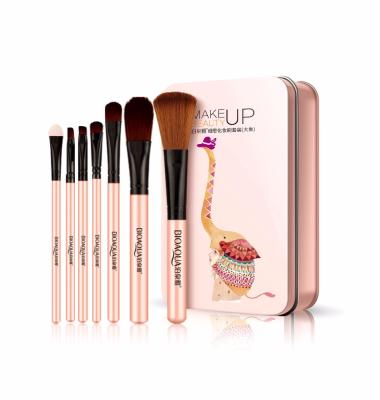 China Angular Blush Pro Pink Purple HZM 7pcs Makeup Brush Set Soft Foundation Fiber Eyeshadow Powder BB Brush Cosmetic Tool for sale