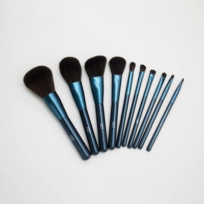 China Makes Apply 10 Piece Set Gem Makeup Blue Makeup Brush Set Eyeshadow Liquid Base Eyeliner Lips Lady Makeup Tools for sale