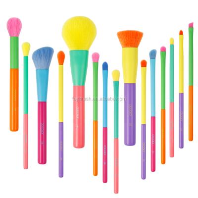 China Angular Blush Hot Selling HZM Dream Of Original Factory Price Rainbow Color 15pcs Colorful Makeup Set Brush for sale