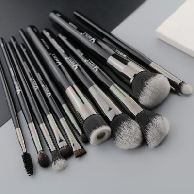 China Angular Blush Brush HZM Make To Install Kit Wholesale Wood Handle Private Label Luxury Black Base Brush Set Makeup Cosmetic Brushes for sale